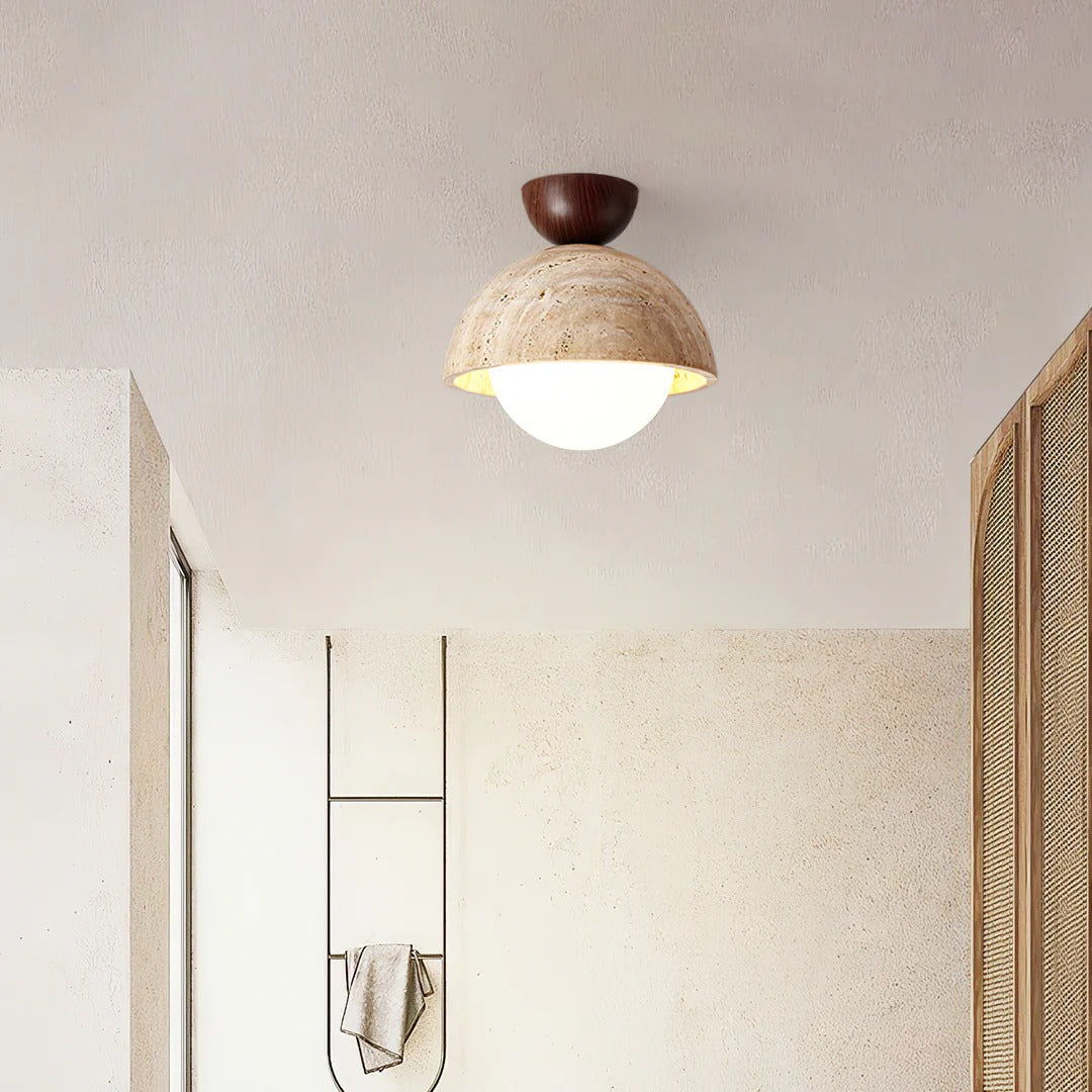 Siya Travertine Stone Ceiling Lamp Light