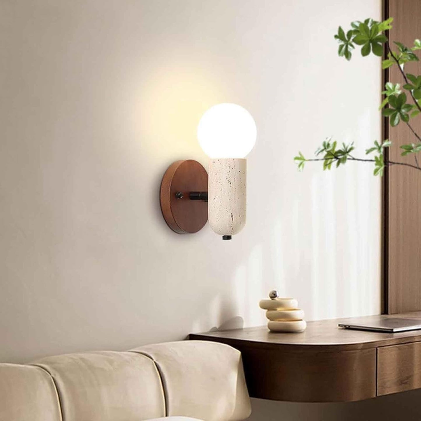 Siya Travertine Stone Wall Sconce Light