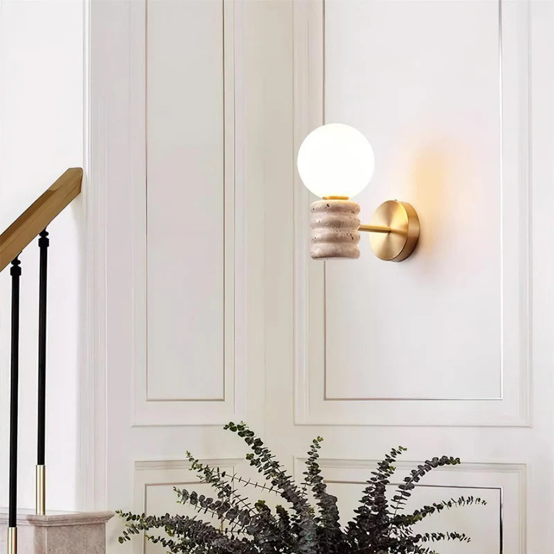 Siya Travertine Stone Wall Sconce Light