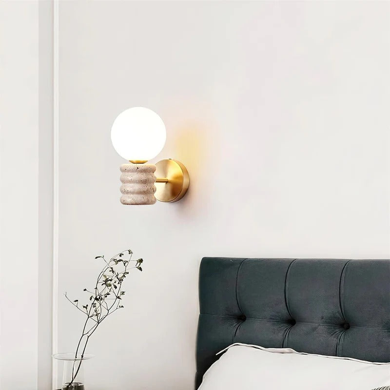 Siya Travertine Stone Wall Sconce Light