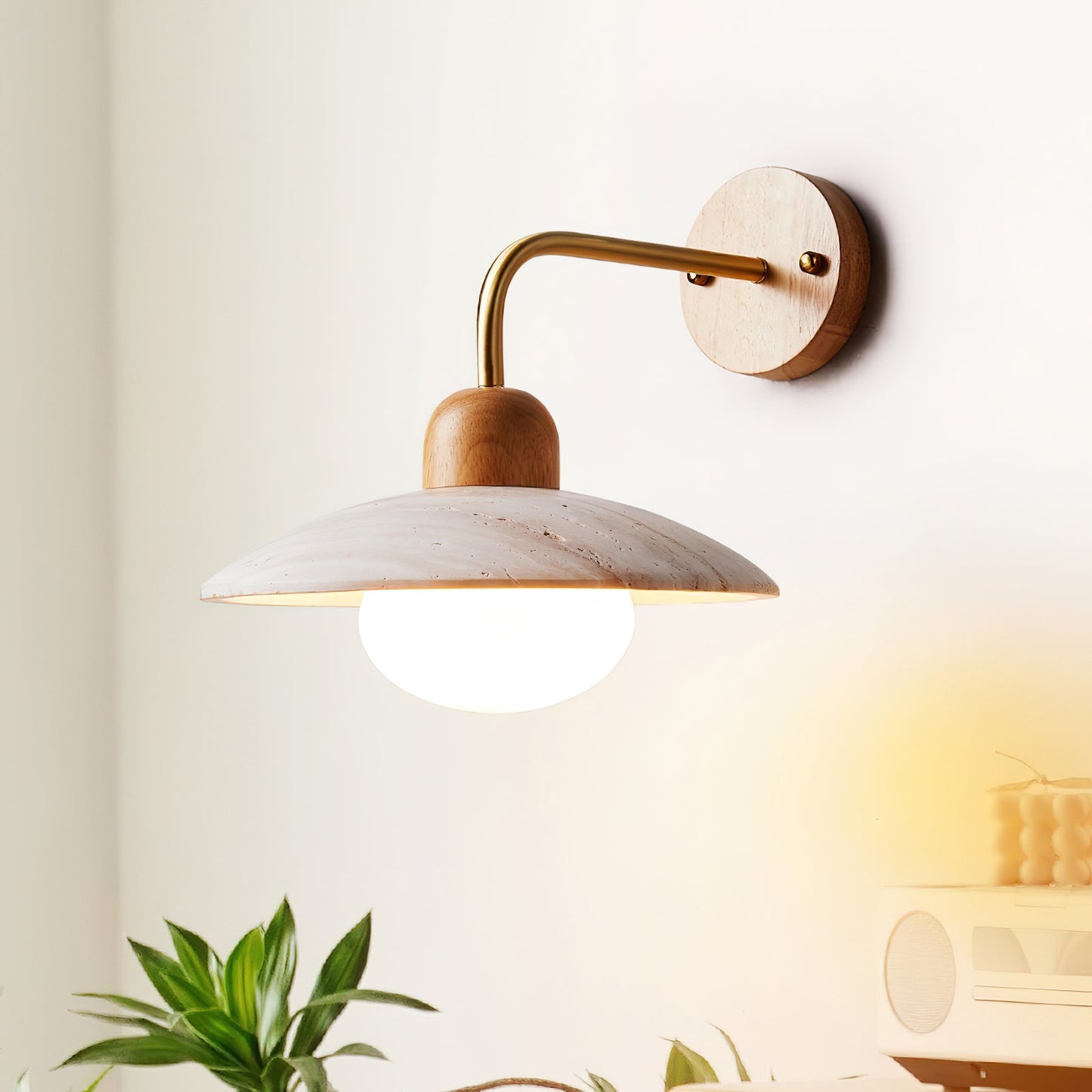 Siya Travertine Dome Wall Light