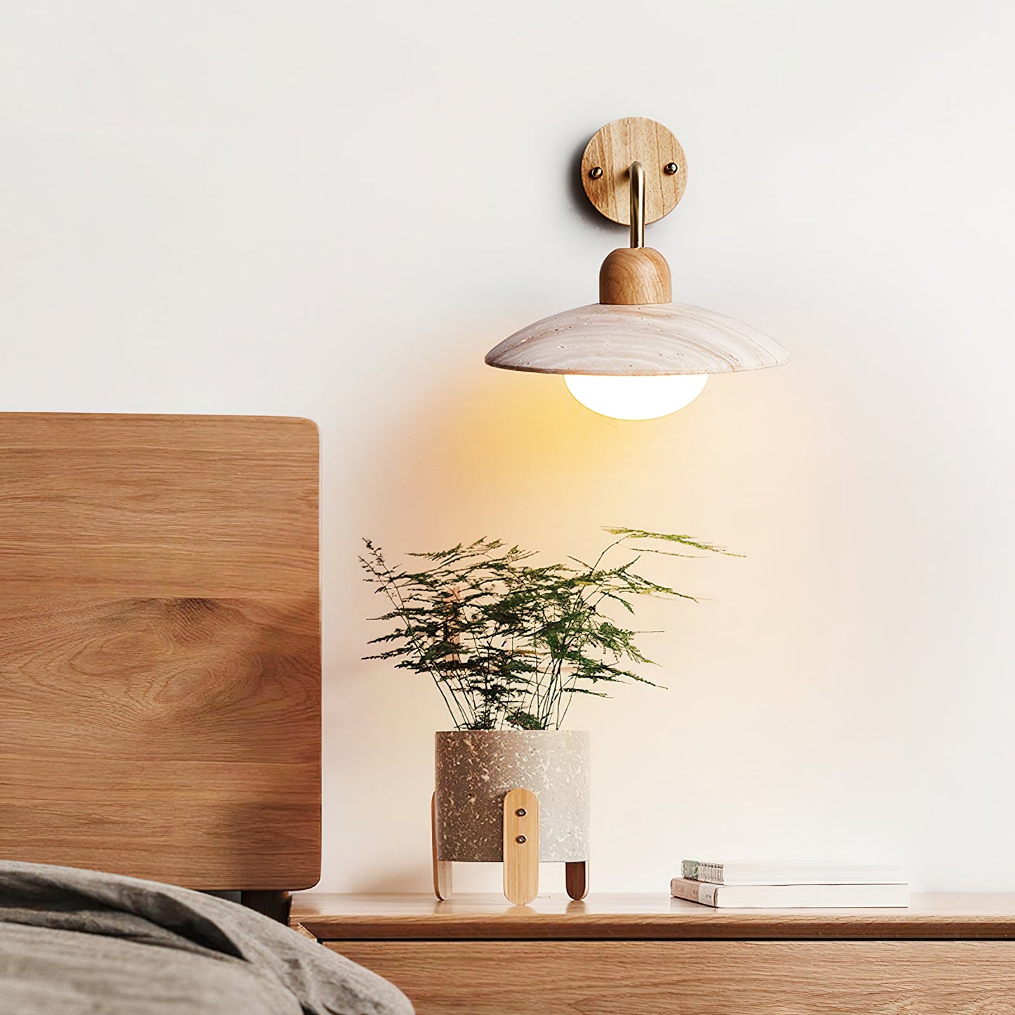 Siya Travertine Dome Wall Light