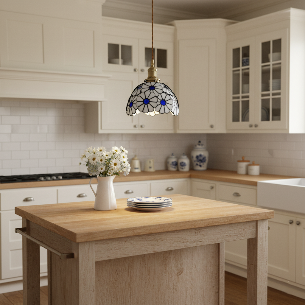 Avon Floral Glass Pendant Light
