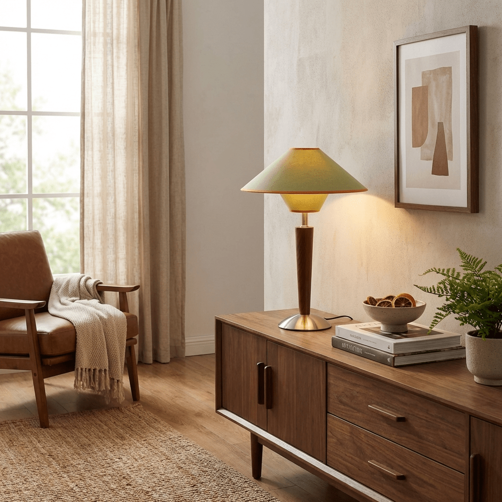 Valerie Wooden Fabric Table Lamp