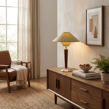 Valerie Wooden Fabric Table Lamp