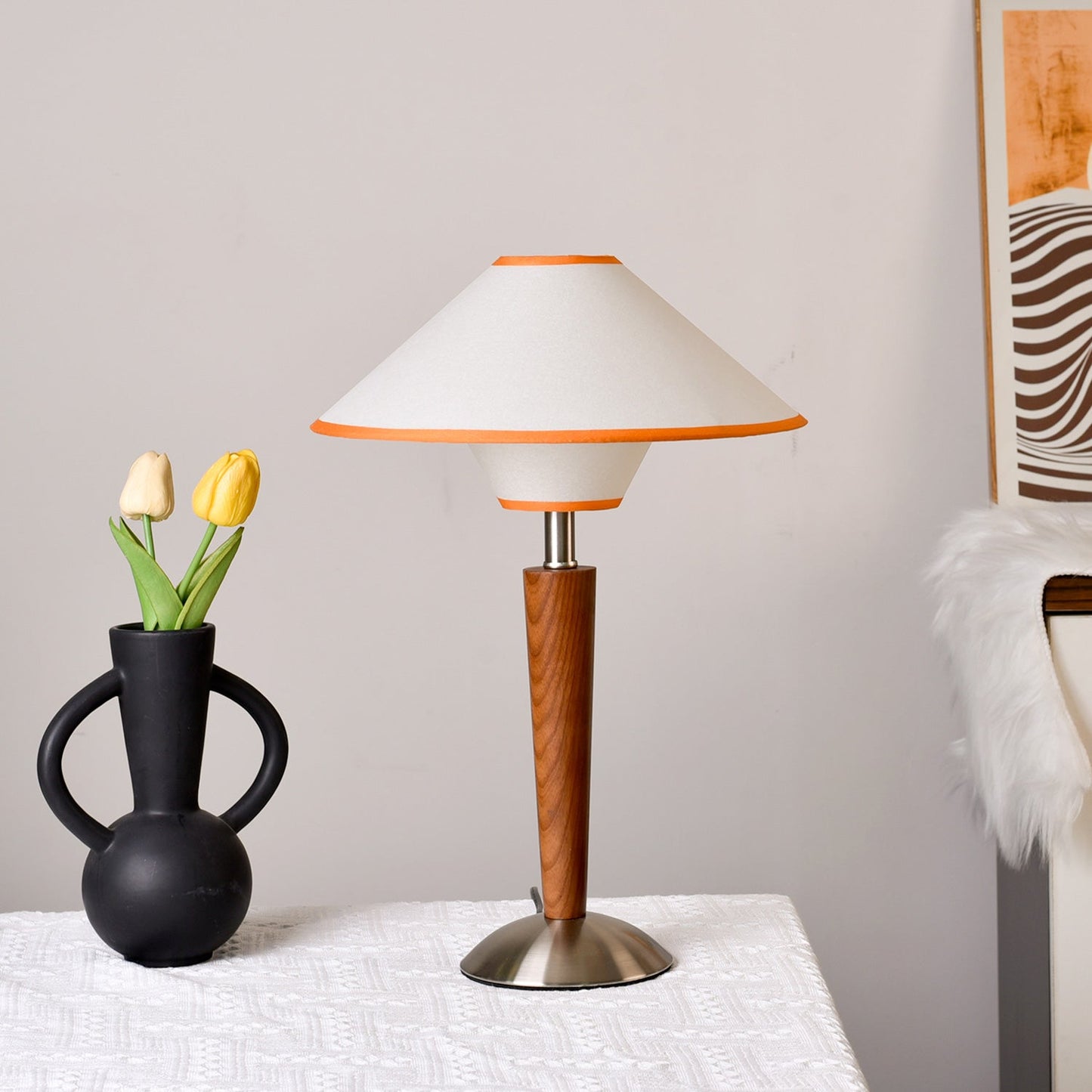 Valerie Wooden Fabric Table Lamp