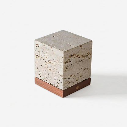 Siya Travertine Cube Table Lamp