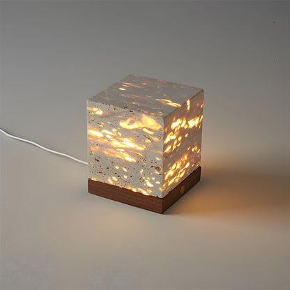 Siya Travertine Cube Table Lamp