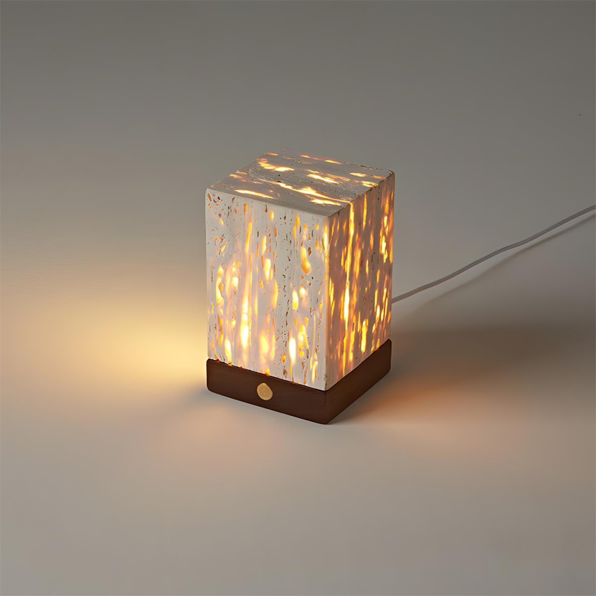Siya Travertine Cube Table Lamp