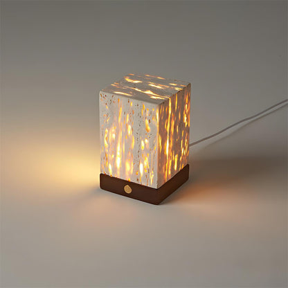 Siya Travertine Cube Table Lamp