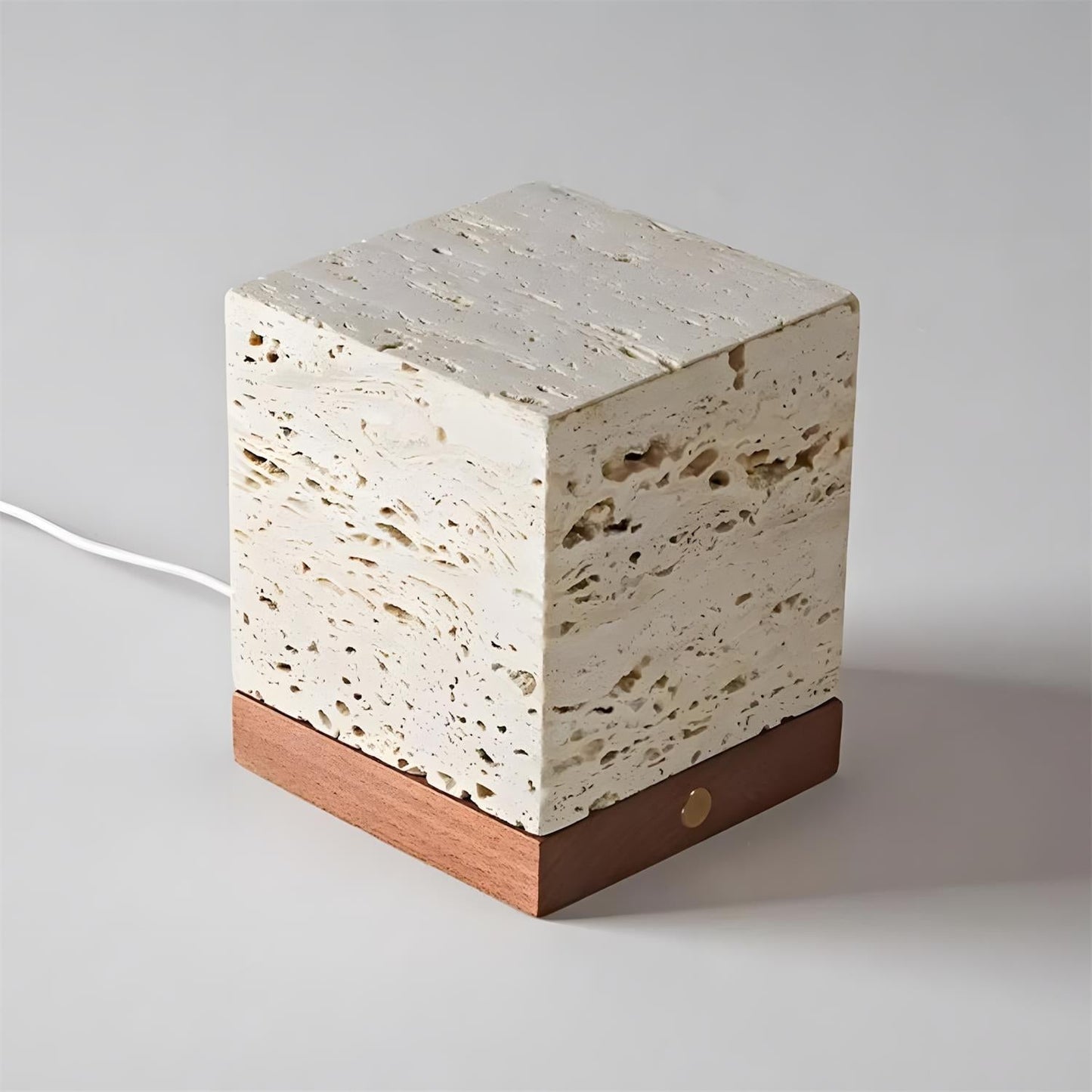 Siya Travertine Cube Table Lamp