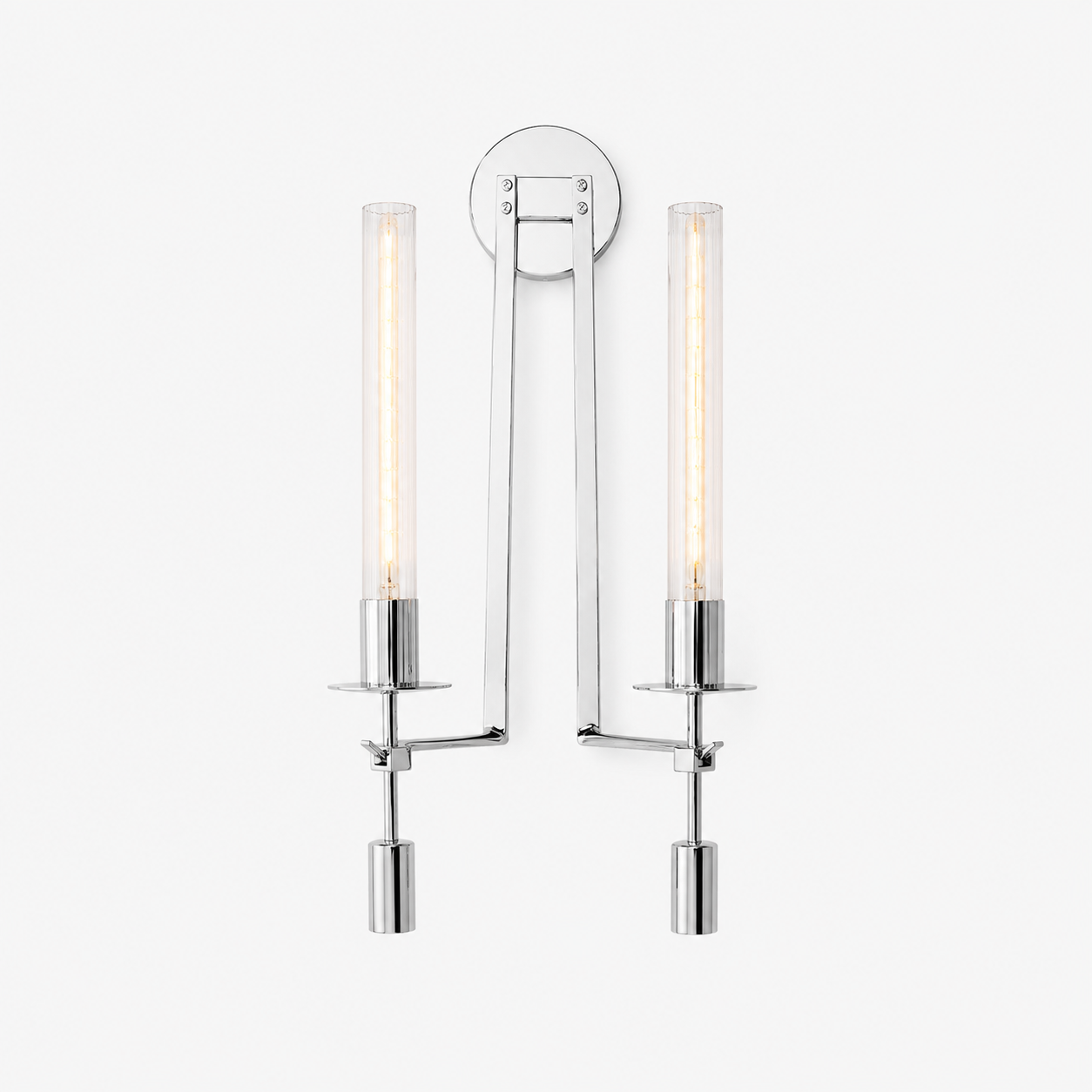 Vintage Ribbed Glass Brass Wall Sconce