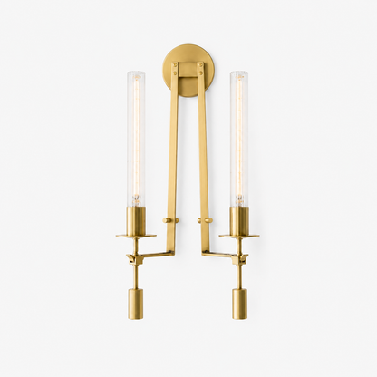 Vintage Ribbed Glass Brass Wall Sconce