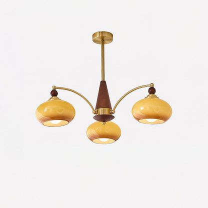 Vintage Glass Multi Arm Chandelier
