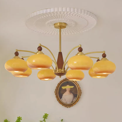 Vintage Glass Multi Arm Chandelier