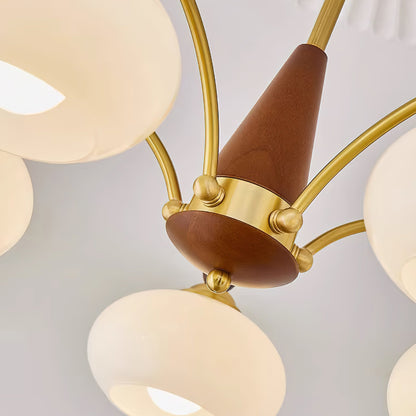Vintage Glass Multi Arm Chandelier