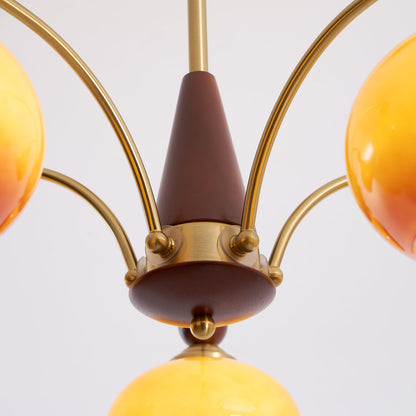 Vintage Glass Multi Arm Chandelier