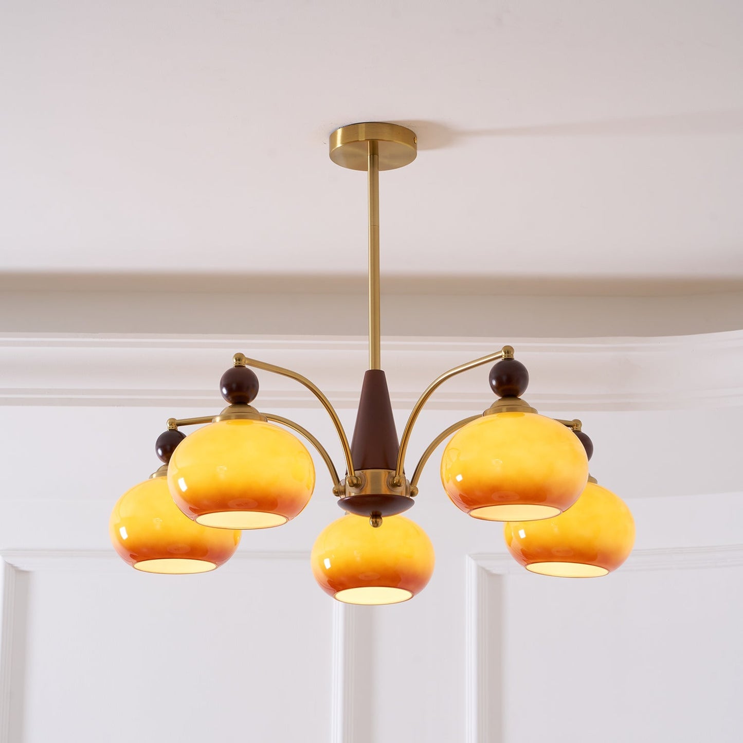 Vintage Glass Multi Arm Chandelier