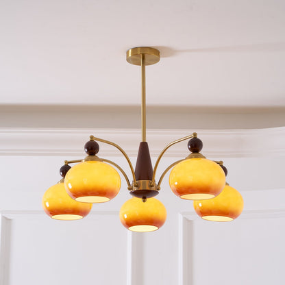 Vintage Glass Multi Arm Chandelier
