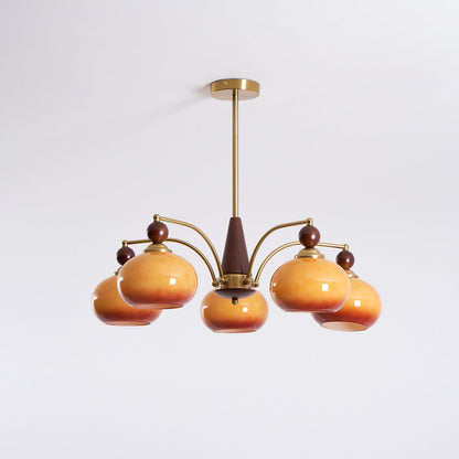 Vintage Glass Multi Arm Chandelier