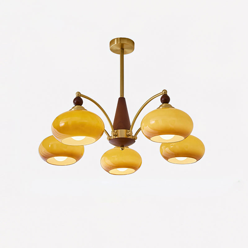 Vintage Glass Multi Arm Chandelier