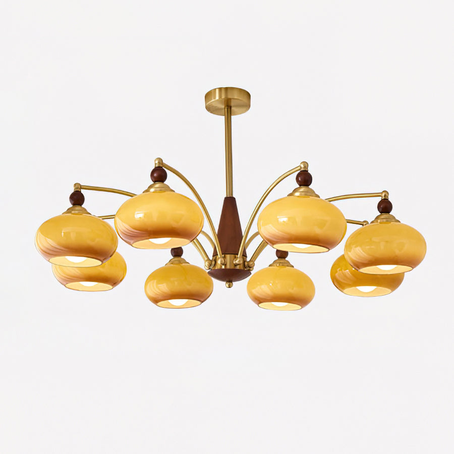 Vintage Glass Multi Arm Chandelier