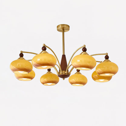 Vintage Glass Multi Arm Chandelier