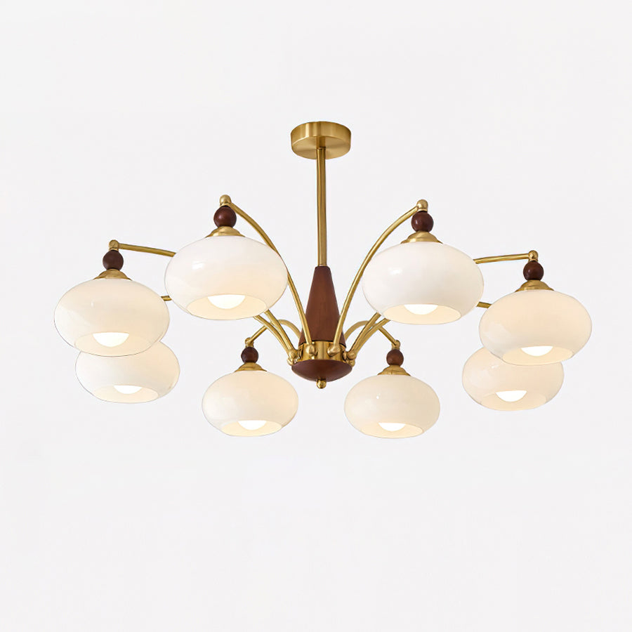 Vintage Glass Multi Arm Chandelier