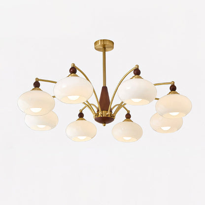 Vintage Glass Multi Arm Chandelier