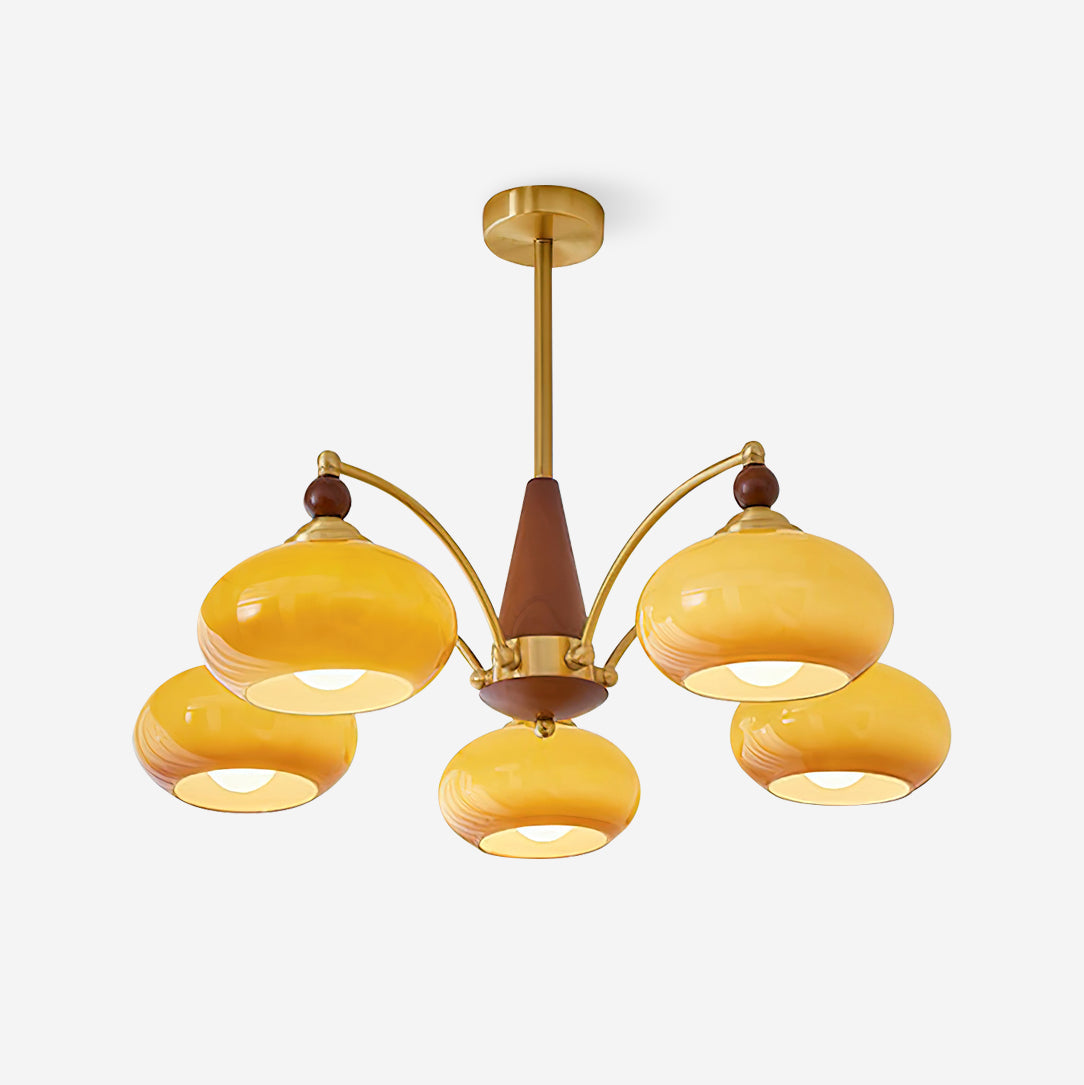 Vintage Glass Multi Arm Chandelier