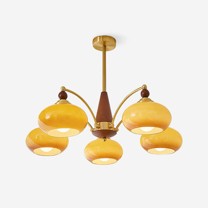 Vintage Glass Multi Arm Chandelier
