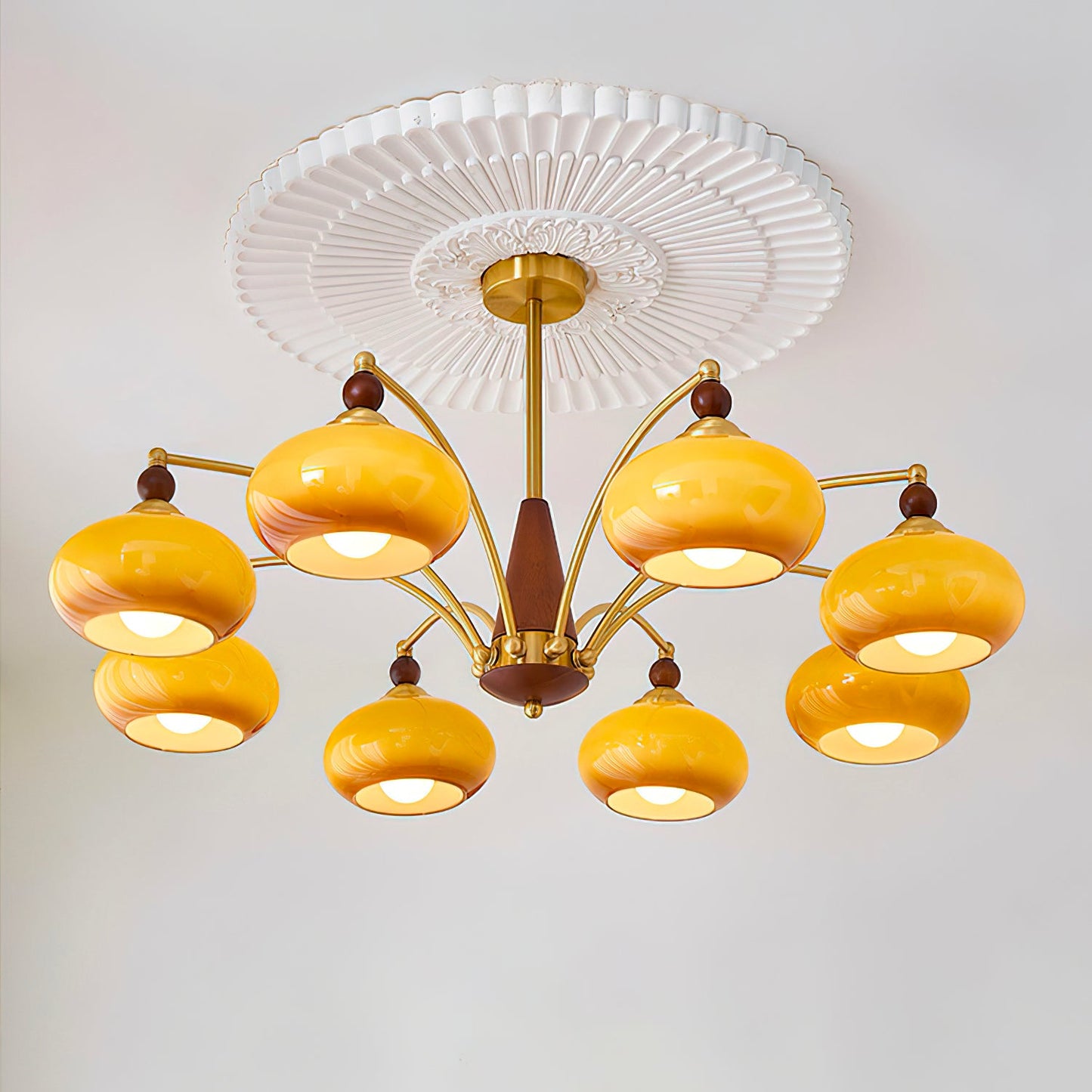 Vintage Glass Multi Arm Chandelier