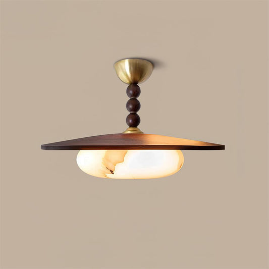 Wood Beaded Stem Ceiling Light