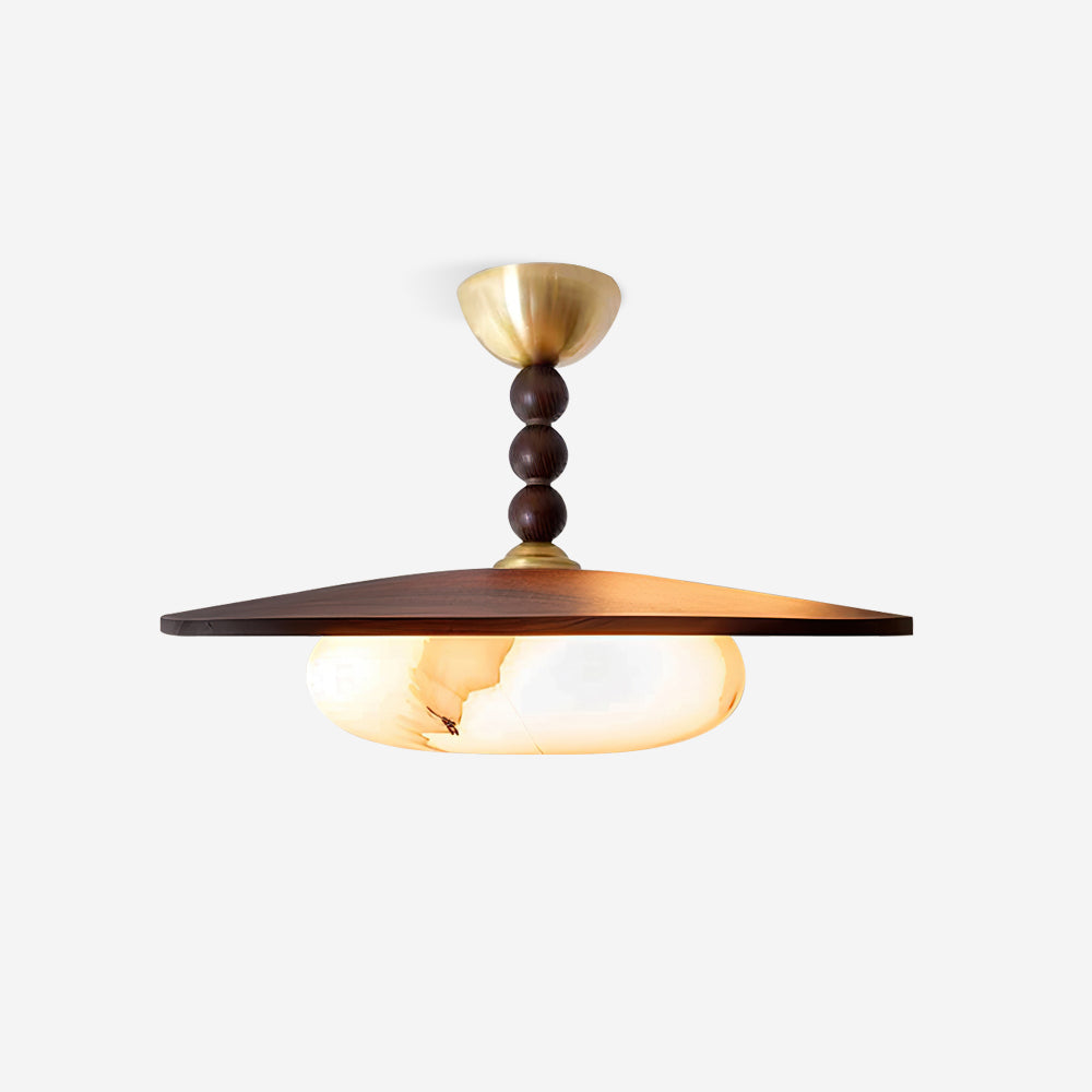 Wood Beaded Stem Ceiling Light