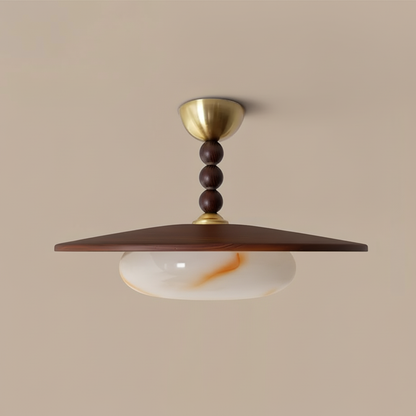 Wood Beaded Stem Ceiling Light