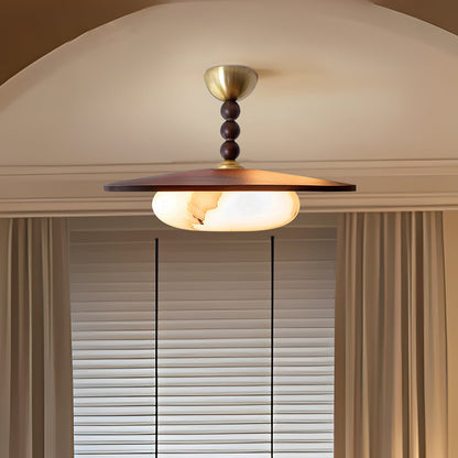 Wood Beaded Stem Ceiling Light