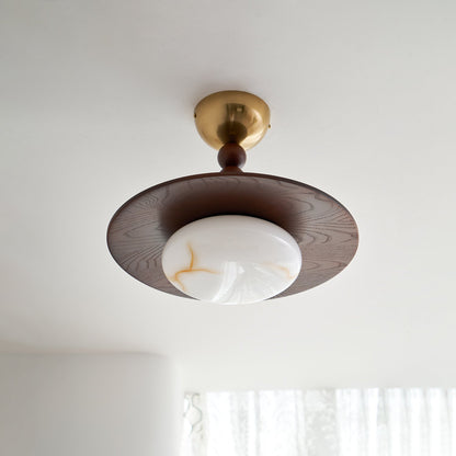 Wood Beaded Stem Ceiling Light
