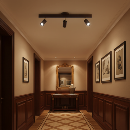 Wooden Multi Head Track Ceiling Light