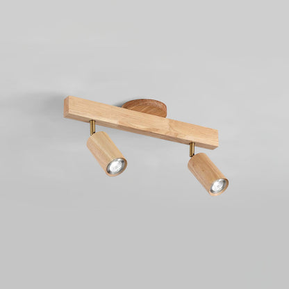 Wooden Multi Head Track Ceiling Light