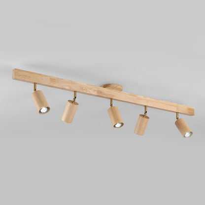 Wooden Multi Head Track Ceiling Light