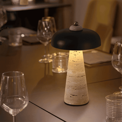 Siya Wireless Travertine Table Lamp
