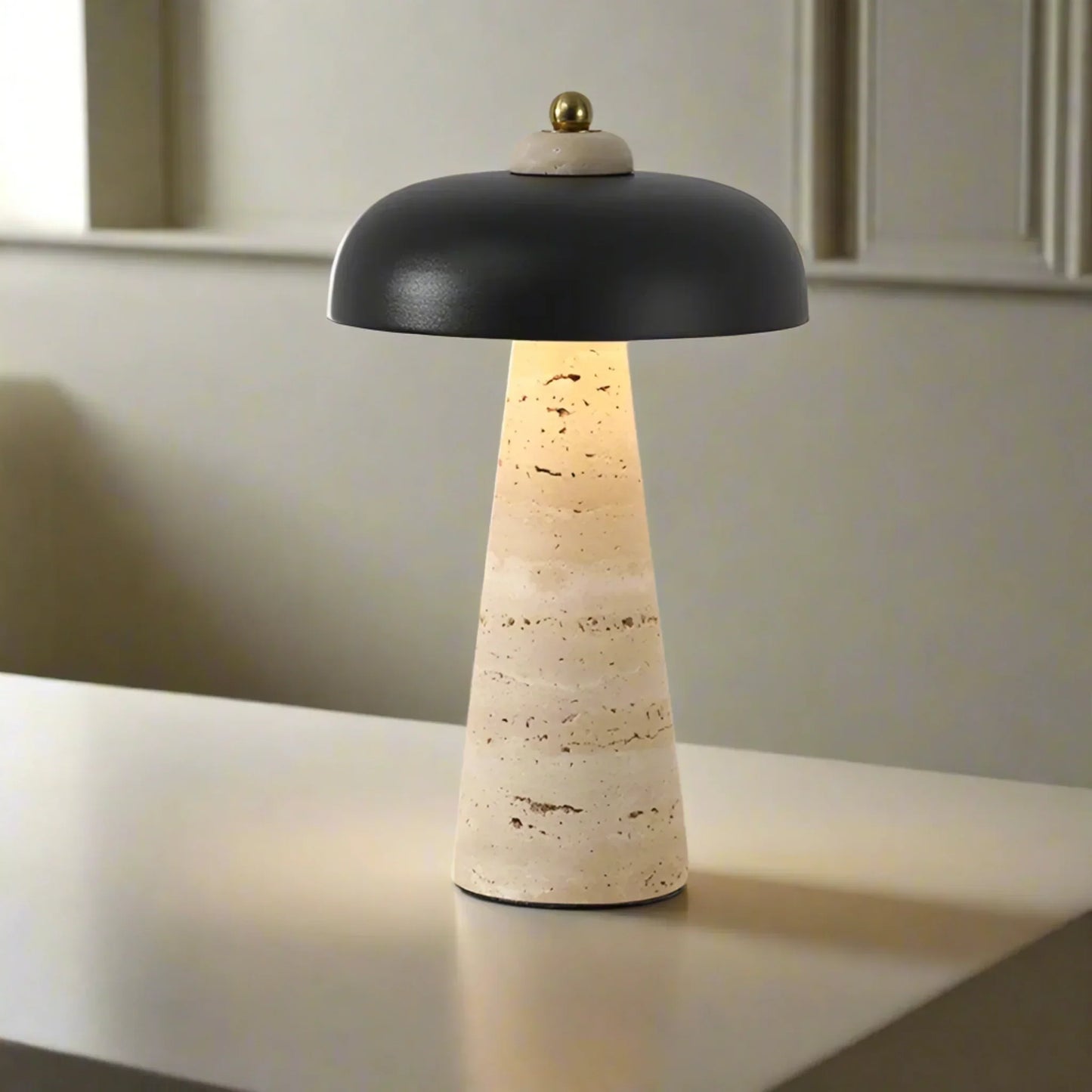 Siya Wireless Travertine Table Lamp